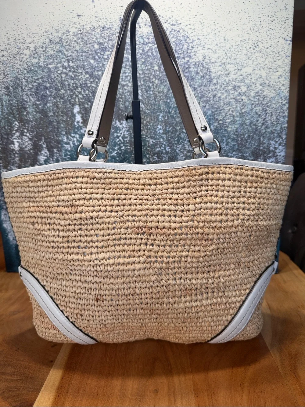 Coach 2012 Straw Raffia Turnlock Bag GUC